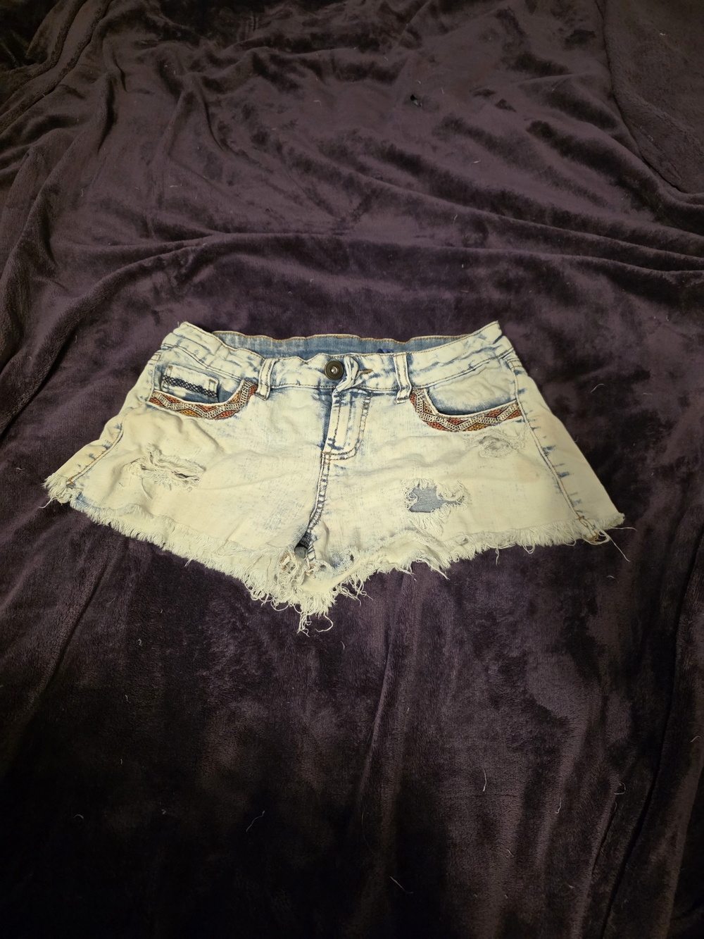 Light Wash Distressed Denim Shorts